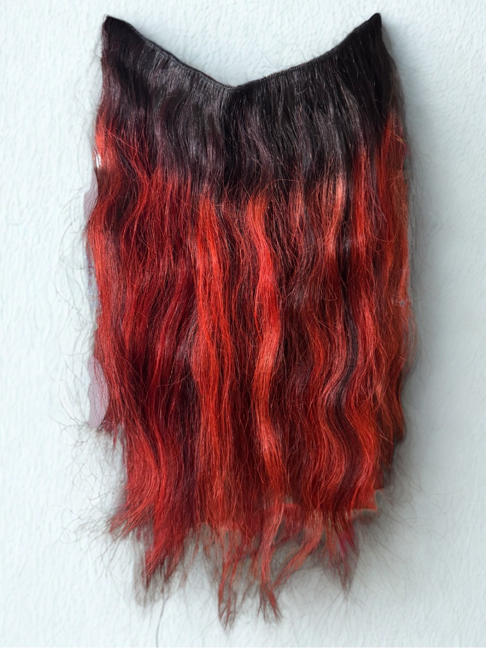 YoungSee Human Hair Invisible Wire Halo Extensions 16” Black to Orange Ombre